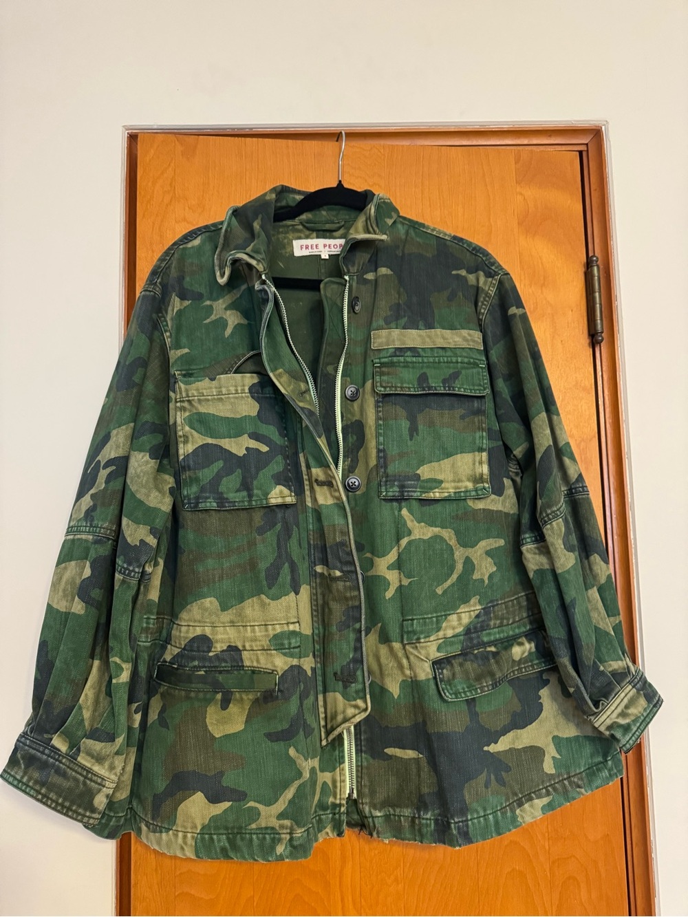Free People Men's Camouflage Field Jacket in Green